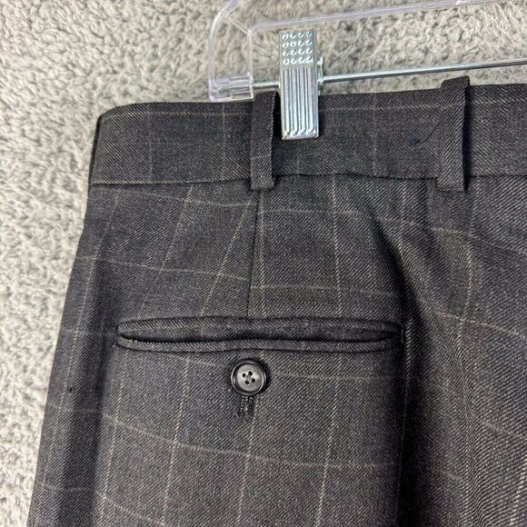 T Harris Wool Dress Pants Mens 36 Gray Plaid Business Casual Office Wedding - Picture 8 of 16